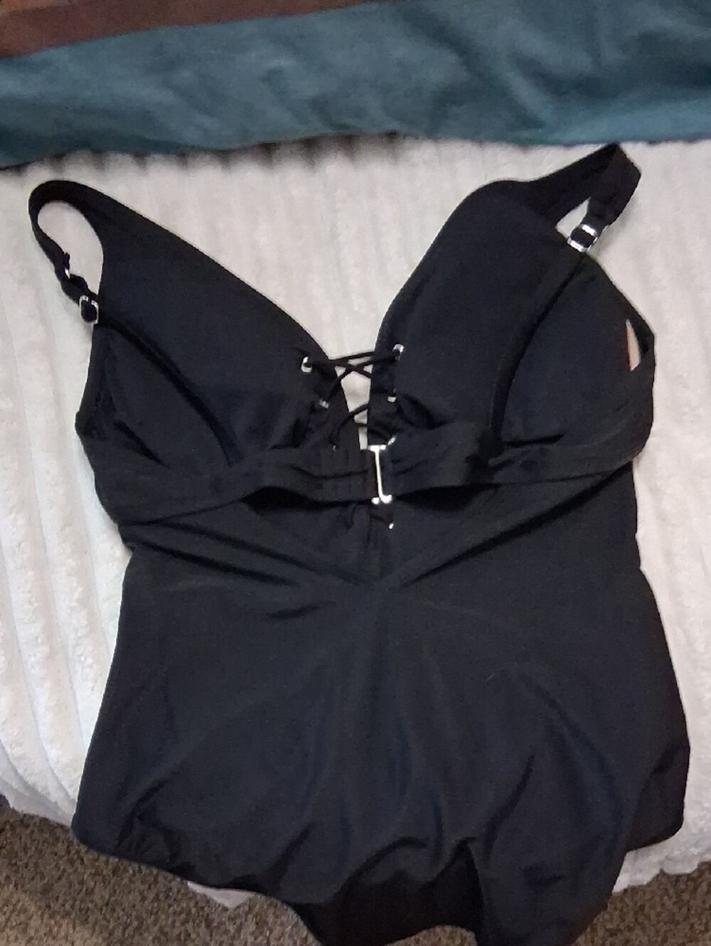 New Adore Me Women's Black Lace-Up One-Piece Swimsuit 1X Or 14 - 16 - Picture 5 of 6